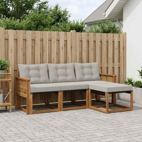 Ensemble de canapés d'extérieur 4 pcs Naturel et gris clair 648175648175