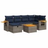 Salon de jardin avec coussins 7 pcs gris résine tressée 648182648182