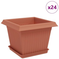 Pots de plantes 24 pcs Rouge brique 23 x 23 x 17,5 cm Plastique 648190648190
