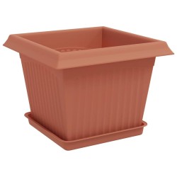 Pots de plantes 24 pcs Rouge brique 23 x 23 x 17,5 cm Plastique 648190648190