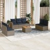 Ensemble de canapé de jardin 8 pcs avec coussins gris résine tressée 648198648198