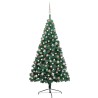 Demi-arbre de Noël artificiel pré-éclairé et boules vert 180 cm 648205648205
