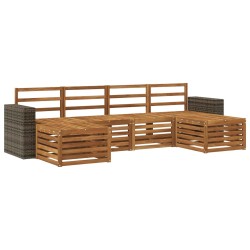 Ensembles de canapés 6 pcs Naturel Bois d'Acacia Massif 648219648219