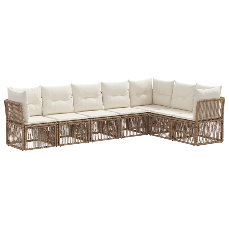 Ensemble de canapé de jardin 7 pcs Beige polyrotin 648225648225
