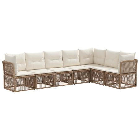 Ensemble de canapé de jardin 7 pcs Beige polyrotin 648225648225