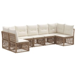 Ensemble de canapé de jardin 7 pcs Beige polyrotin 648226648226