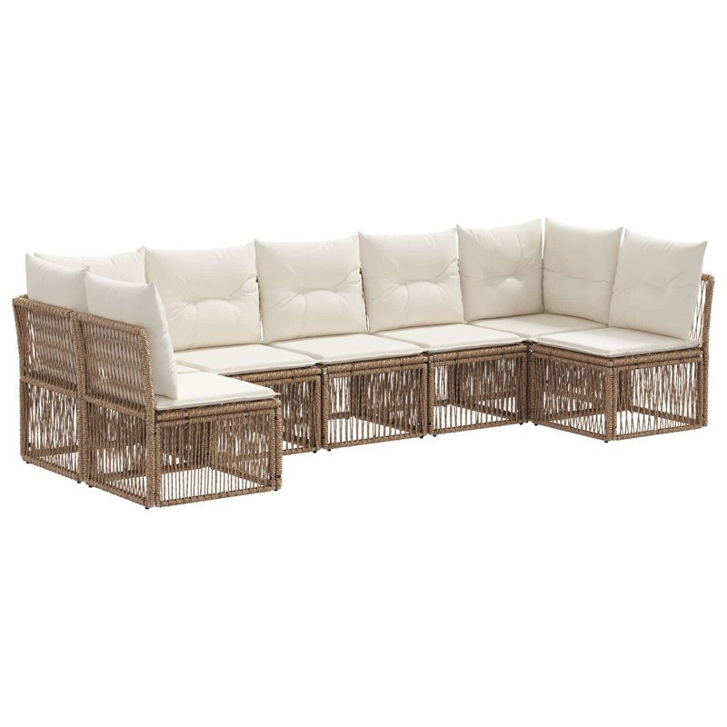 Ensemble de canapé de jardin 7 pcs Beige polyrotin 648226648226