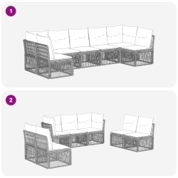 Ensemble de canapé de jardin 7 pcs Beige polyrotin 648226648226