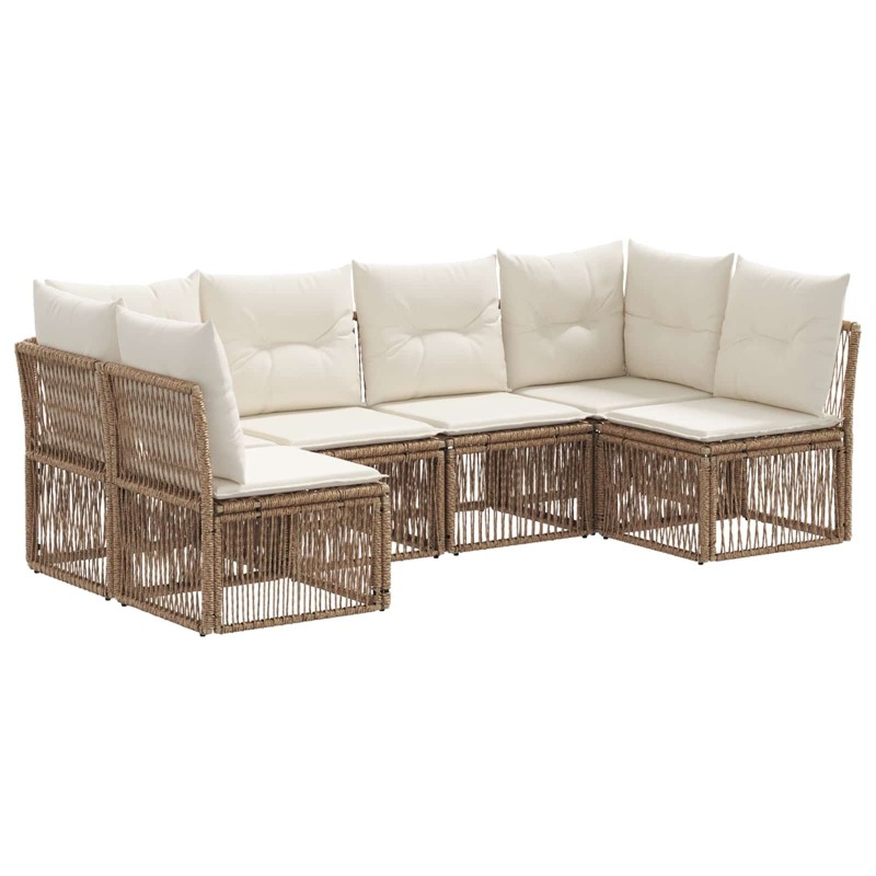 Ensemble de canapé de jardin 6 pcs Beige polyrotin 648237648237