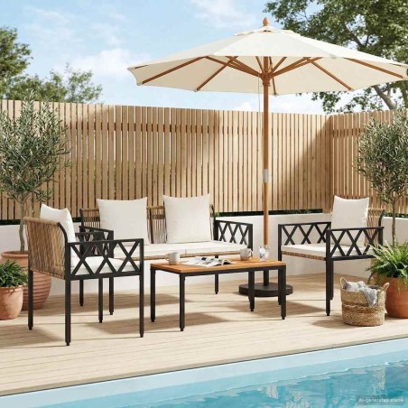 Ensemble de meubles d'extérieur 4 pcs Marron et crème blanche 648238648238