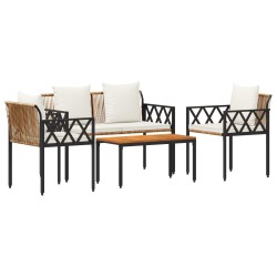Ensemble de meubles d'extérieur 4 pcs Marron et crème blanche 648238648238