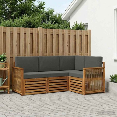 Ensembles de canapés avec coussin 4 pcs Bois d'Acacia Massif 648240648240