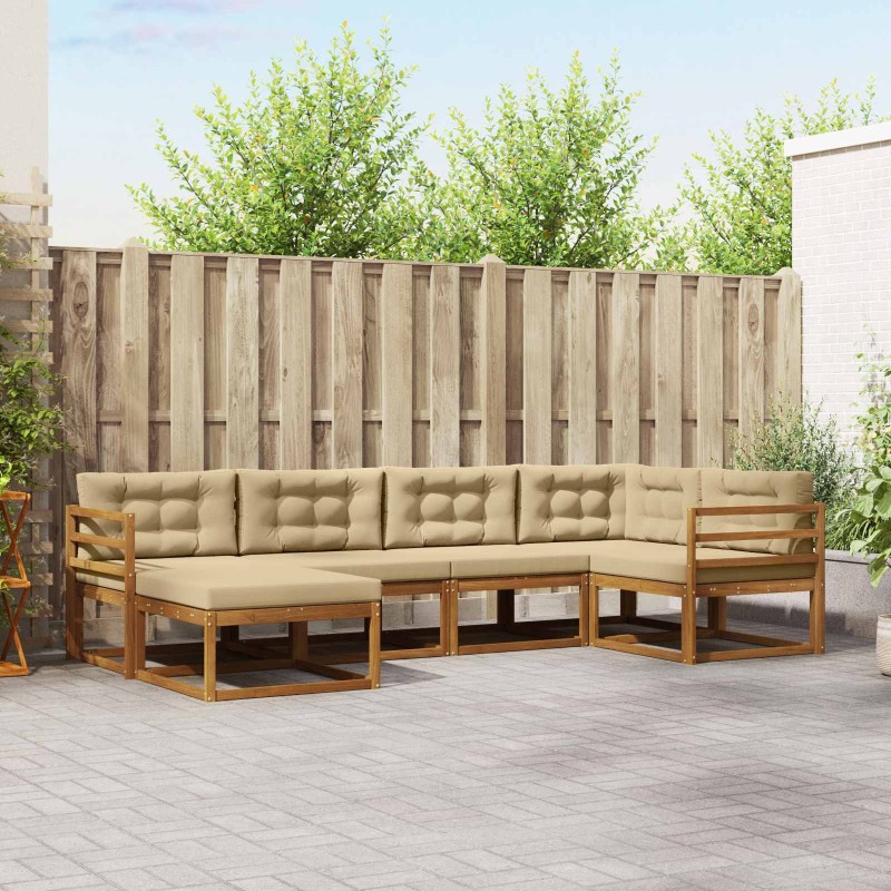 Ensemble de canapés d'extérieur 6 pcs Naturel et Beige 648242648242