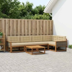 Ensemble de canapés d'extérieur 6 pcs Naturel et Beige 648246648246