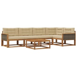 Ensemble de canapés d'extérieur 6 pcs Naturel et Beige 648246648246