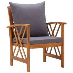 Salon de jardin 5 pcs avec coussins Bois d'acacia solide 648248648248