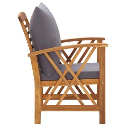 Salon de jardin 5 pcs avec coussins Bois d'acacia solide 648248648248