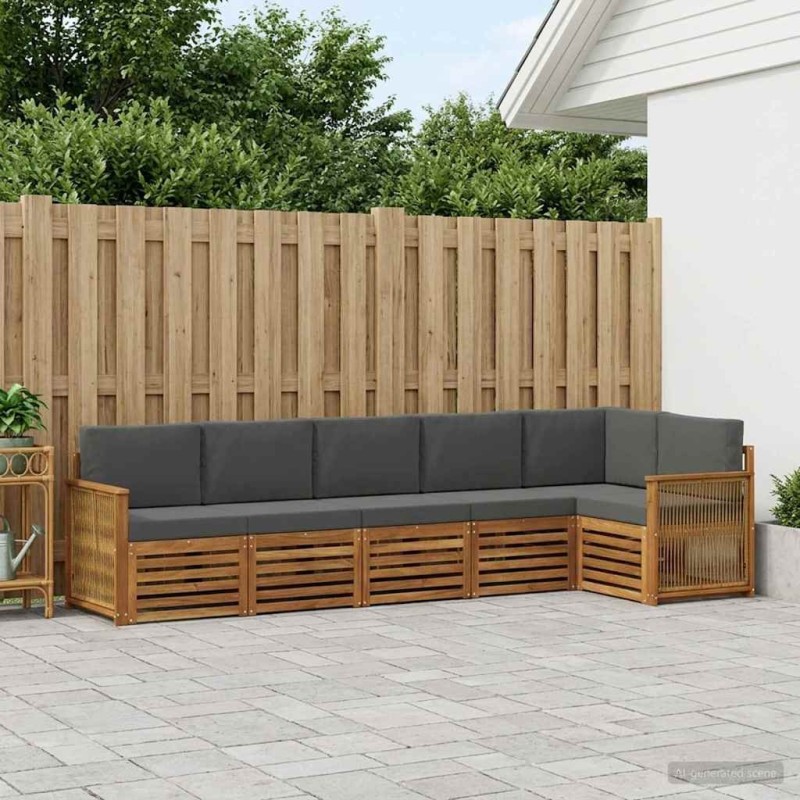 Ensemble de canapé d'angle 5 pcs Naturel et Anthracite 648250648250