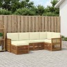Ensemble de canapé d'angle avec coussin 5 pcs Naturel et Crème 648251648251