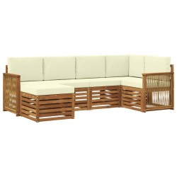 Ensemble de canapé d'angle avec coussin 5 pcs Naturel et Crème 648251648251