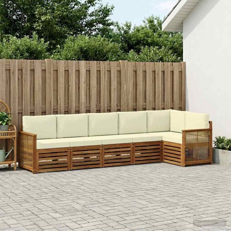 Ensemble de canapé d'angle avec coussin 5 pcs Naturel et Crème 648252648252