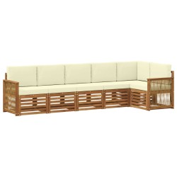 Ensemble de canapé d'angle avec coussin 5 pcs Naturel et Crème 648252648252
