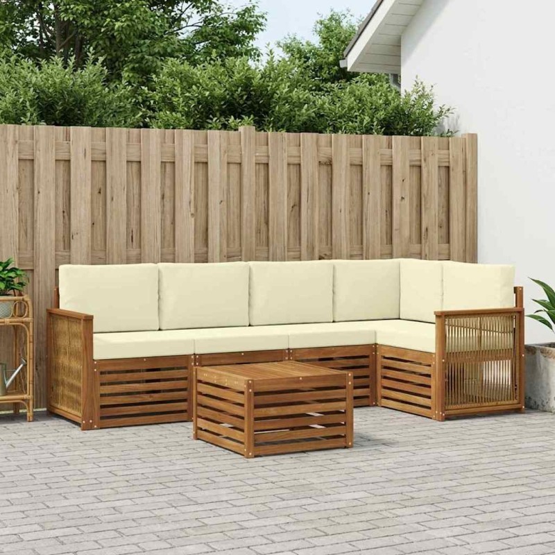 Ensemble de canapé d'angle avec coussin 5 pcs Naturel et Crème 648253648253