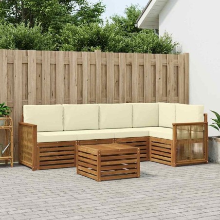 Ensemble de canapé d'angle avec coussin 5 pcs Naturel et Crème 648253648253