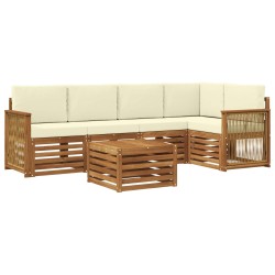 Ensemble de canapé d'angle avec coussin 5 pcs Naturel et Crème 648253648253