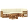 Ensemble de canapé d'angle avec coussin 5 pcs Naturel et Crème 648253648253