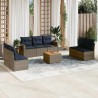 Ensemble de canapé de jardin 8 pcs avec coussins gris résine tressée 648258648258