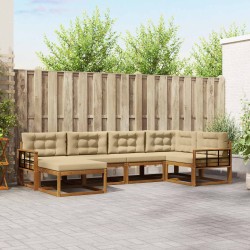 Ensemble de canapés d'extérieur 6 pcs Naturel et Beige 648264648264