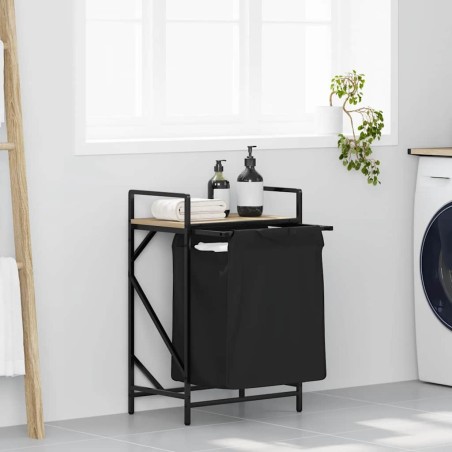 Panier à linge 1 compartiment avec étagère en chêne Sonoma 648265648265