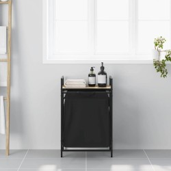 Panier à linge 1 compartiment avec étagère en chêne Sonoma 648265648265