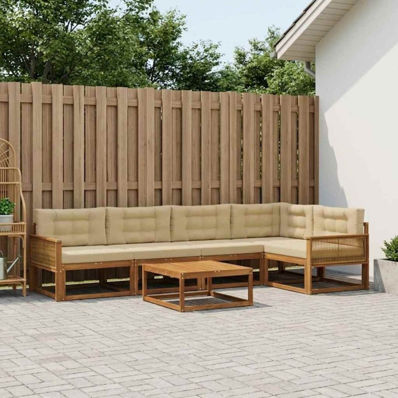 Ensemble de canapés d'extérieur 6 pcs Naturel et Beige 648266648266