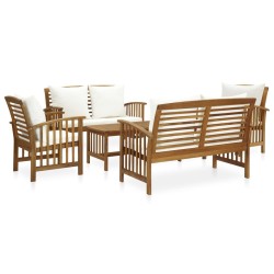 Salon de jardin 5 pcs avec coussins Bois d'acacia solide 648267648267