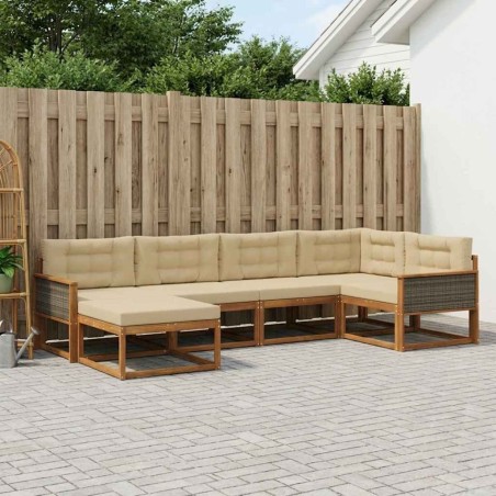 Ensemble de canapés d'extérieur 6 pcs Naturel et Beige 648268648268