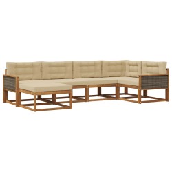 Ensemble de canapés d'extérieur 6 pcs Naturel et Beige 648268648268