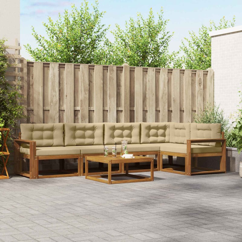 Ensemble de canapés d'extérieur 6 pcs Naturel et Beige 648270648270