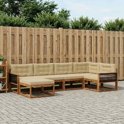 Ensemble de canapés d'extérieur 6 pcs Naturel et Beige 648272648272