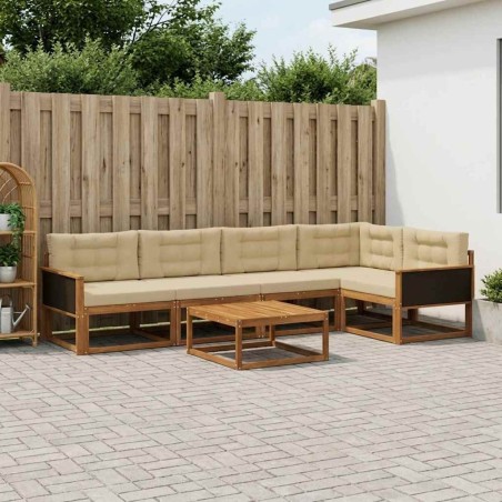 Ensemble de canapés d'extérieur 6 pcs Naturel et Beige 648274648274
