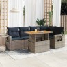 Salon de jardin 6 pcs avec coussins gris résine tressée 648278648278