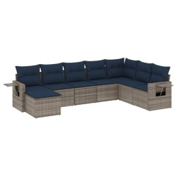 Ensemble de canapé de jardin 8 pcs avec coussins gris résine tressée 648280648280