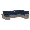 Ensemble de canapé de jardin 8 pcs avec coussins gris résine tressée 648280648280