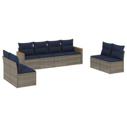 Ensemble de canapé de jardin 8 pcs avec coussins gris résine tressée 648281648281
