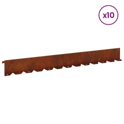 Bordure de Pelouse 10 pcs 102 x 10 x 4 cm Acier Rouillé 648290648290