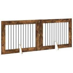 Porte de chien pliable avec supports 2 pcs Chêne fumé 200,5 cm 648294648294