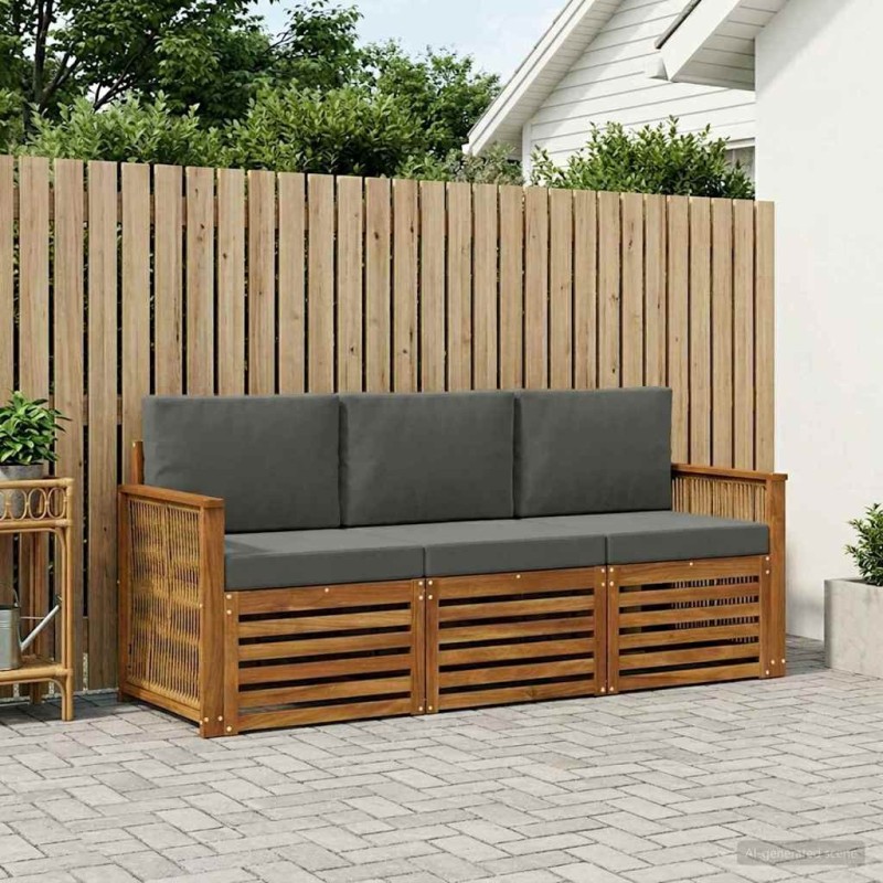 Ensembles de canapés avec coussin 3 pcs Bois d'Acacia Massif 648299648299