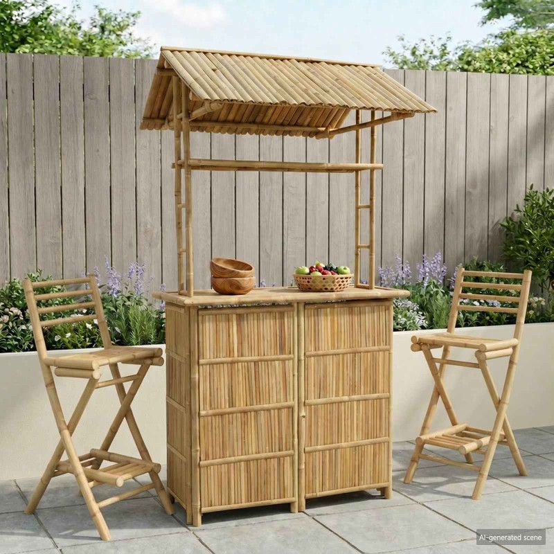Table de bar extérieure Naturel 115 x 95 x 214 cm Bambou 648304648304