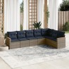 Ensemble de canapé de jardin 7 pcs avec coussins gris résine tressée 648309648309